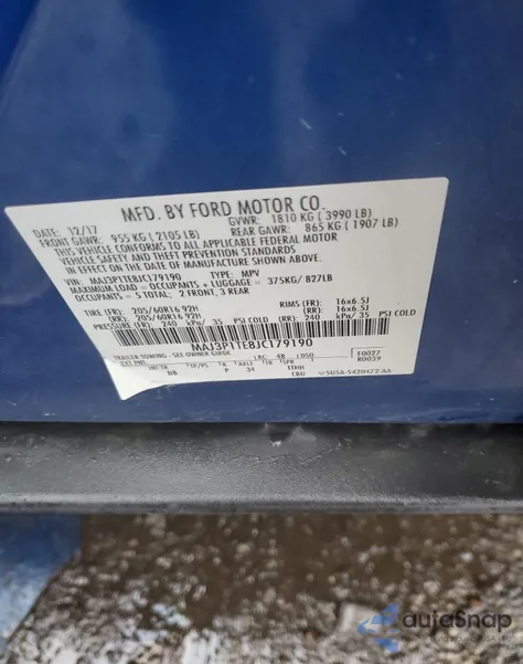 2018 Ford Ecosport Se из США, поврежденный, VIN MAJ3P1TE8JC179190